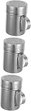 3pcs Seasoning Jar Flour Container Fine Mesh Strainer Round Flour Strainer Stainless Steel Canister Salt Pepper Spice Shaker Powder Duster Sugar Shaker Duster Baking
