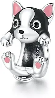 [Generic] French Bulldog Wrap Around Charm Bead Animal Puppy Pet Dog Genuine 925 Sterling Silver Compatible With Bracelet