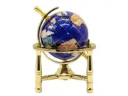 Unique Art 6-Inch Mini Blue Pearl Ocean Gemstone World Globe with Gold Tripod
