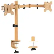 VIVO Light Wood Dual Monitor Desk Mount Stand, Fits Computer Screens up to 30"