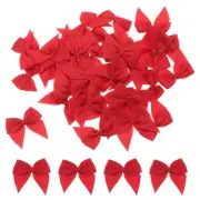 50Pcs Mini Ribbon Bow 1.2" Mini Fabric Satin Craft DIY Red