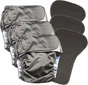 3 Pack Adult Cloth Diapers with Oversized Diaper Inserts, TPU Waterproof Nappy Reusable Washable Elderly Incontinence Care Protection Nappies Underwear for Men or Women, Waist 39.4-53.15Inches（XL）