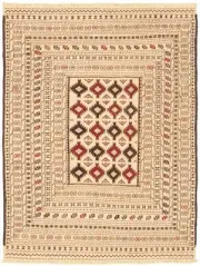 Vintage Hand Woven Kilim Rug 4'3" x 5'8" Traditional Wool Carpet
