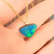 14K Gold Bail Australian Coober Pedy Opal Doublet Pendant, Opal Necklace ROS1