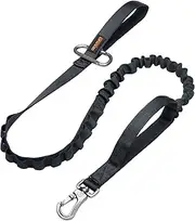 EXCELLENT ELITE SPANKER Bungee Dog Leash Tactical Dog Leash Nylon Adjustable Tactical Leash for Dogs Quick Release Military Dog Leash with 2 Control Handle (Black)