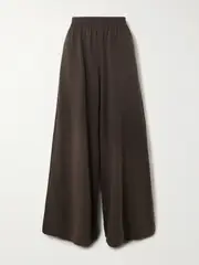 [Norma Kamali] Norma Kamali - Stretch-cotton Jersey Wide-leg Track Pants - Brown - small small Brown
