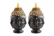 2PK MDI Backflow Burner 4 Faces Buddha Head Incense Cone Burner Home/Room Decor