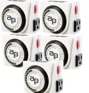 Autopilot Dual-Outlet Analog Grounded Timer 15A - 5 Pack Lot