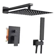 Black Shower Faucet Set Rain Shower System with 10 Inch Shower Head Combo Set