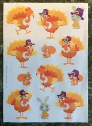 HALLMARK Thanksgiving Sticker Sheet TURKEY Googly Google Eye Pilgrim Critters