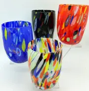 ARLECCHINO MURANO STEMLESS WINE - OLD FASHIONED GLASSES - SET OF 4 - PRIMARY