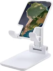 VFMKT Foldable Cell Phone Stand Adjustable Angle Height Desktop Phone Holder Portable South America Satellite Image Cellphone Cradle Compatible with All Smartphone White-Style