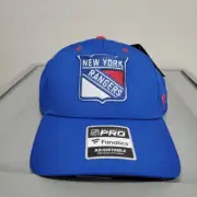 NWT NHL New York Rangers Fanatics Adjustable Hat OSFA Authentic Pro BLUE