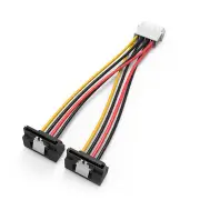 4Pin to 2 SATA 15Pin Hard Disk Convert Cable Extend Line Black