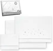 Interbaby - Cot Bed Sheet Set 60 x 120 cm 100% Cotton | Warm Soft Flannel Cot Sheet | Includes Fitted Sheet, Top Sheet and Pillowcase | Ideal for Winter | Stars Moon White/Grey