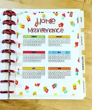 Home Maintenance Yearly Tracker Dashboard Insert 4 use w/ Classic HAPPY Planner