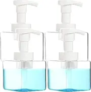 Youngever 5 Pack Clear Plastic Square Pump Bottles, Plastic Foaming Soap Dispenser, Refillable Plastic Pump Bottles with Travel Lock (8 Ounce)