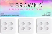 BRAWNA [ Deeper Wells ] 50 Pack Disposable PMU Pigment Tray with 4 Wells - Ink Cup for Microblading Pigment and Numbing Gel - PMU Ink Cup for PMU Machine - White