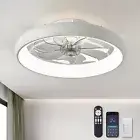 Ceiling Fans with Lights and Remote, 20'' Flush Mount LED Ceiling Fan, (White)