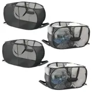 4 Pcs Mesh Collapsible Laundry Basket - Each 76L (20 gallon), Pop 4 Pack Black