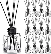 Reed Diffuser Bottle Empty Glass Bottles Jars with Caps and Black Rattan Sticks Set 120ml 4.06 Ounce Fragrance Accessories Use for DIY Replacement Sets (Black, 12)