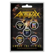 Anthrax Among The Living 5 Button Badge Set Official Metal Badges Sealed
