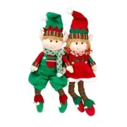 Elf Plush Christmas Stuffed Dolls, Set of 2 - 18" Boy and Girl Elves Holiday
