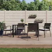 5 Piece Garden Dining Set with Cushions Poly Rattan and Steel,Outdoor Furniture Sets-3186993