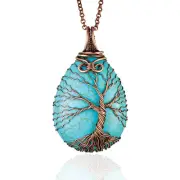 Handmade tree of life turquoise pendant necklace - Unique copper jewelry for ...