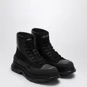 [Alexander Mcqueen] Black Canvas Tread Slick Boots 40 IT Black