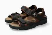 Mephisto Men's Shark Dark Brown Sandalcalf 444 Hook and Loop Ankle Strap Sandals