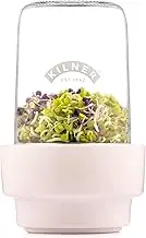 Kilner 0.5 Litre Sprouting Set Glass Jar with Stainless Steel Lid Ceramic Base & Recipe Booklet Ideal for Growing Broccoli Beans Radish Lentils BPA-Free Sustainable Dishwasher Safe