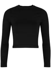 PRISM2 Evoke Ribbed Stretch-jersey Top, Tops, Black, One Size One Size
