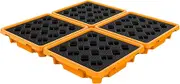 Spill-Proof Tray Oil Tank Spill Tray，Spill Containment Platform, Yellow and Black Polyethylene Pallet, Warehouses Factory Workshop Leakproof Tray, Anti-Slip Storage Stack Paint Bucket (Colo