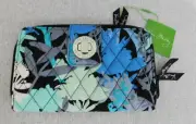VERA BRADLEY RFID Turnlock Zip Around Close Wallet - Camofloral Blue - NWT