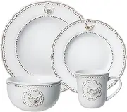 [Pfaltzgraff] Farmhouse Dinnerware Set (16 Piece), Blue, White