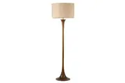 Jones Fabric Shade Classic Wood Grain Finish Standing Floor Light Lamp Walnut