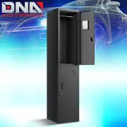 71" Lockable Heavy Duty Metal Storage Cabinet 2 Door & Tall Storage Locker Black