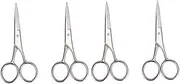 VALICLUD 4pcs Stainless Steel Beard Trimming Scissors for Barbershop Home Use Anti Precision Cutting Shears Sleek Mirror Finish for Grooming Styling