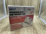 Aztech Powerline Adaptor Networking HL105E Twin Pack Homeplug Turbo 85 Mbps New
