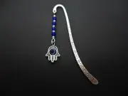 A TIBETAN SILVER AND HAMSA HAND EYE CHARM BOOKMARK. NEW.