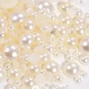 1000 Pieces Flatback Half Pearls Flat Backed Round Half Pearls for Crafts Jew...