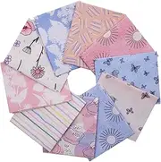 Caspi Crafts - 10 Pieces 18"x21" Fat Quarters Fabric Bundles, Baby Pink & Blue, Spring Floral Cotton Fabric, Precut Squares for Sewing, Quilting, Patchwork