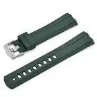 20mm Curved End Green FKM Rubber Strap for 41mm Omega Seamaster 300M - NEW