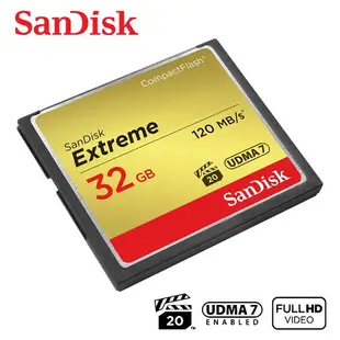 SanDisk Extreme CF 120M 32GB 記憶卡 專業攝影師和錄影師 高速記憶卡