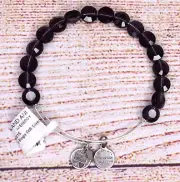 NEW NWT Alex and Ani LUXE Purple Amethyst BEADED Silver Bracelet