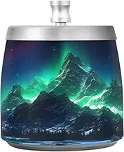 Dallonan Home Ashtray Stainless Steel Smokeless Odorless Windproof Ashtrays for Indoor Outside Patio Home Office Tabletop with Lid Cute Cool Ashtray Summit Green Aurora