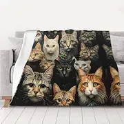 Weighted Cat Blanket 30"*40" Soft Flannel Reversible Cozy Extra Warm Blanket for Bed,Couch