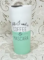 Catherine Malandrino Porcelain Tumbler Coffee Mug COFFEE & MASCARA New