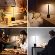 Metal Table Desk Lamp Cordless Touch Control Dimmable Night Light Rechargeable